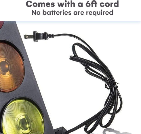 Kicko Traffic Light Prop, 12.25 Inch - Novelty Traffic Light Lamp for Kids, Plug-in Blinking Bedside Lamp