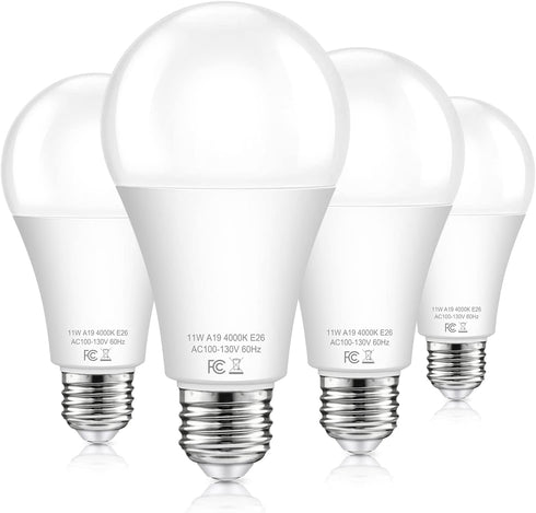 TOBUSA Dusk to Dawn Sensor Light Bulb, A19 LED, 100W Equivalent, E26 Sensor Bulbs, 4000K, 11W, 4-Pack