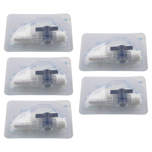 5 Pcs Disposable Medical Valve 2-Way Stopcocks with Luer Connections for School Projects and Research
