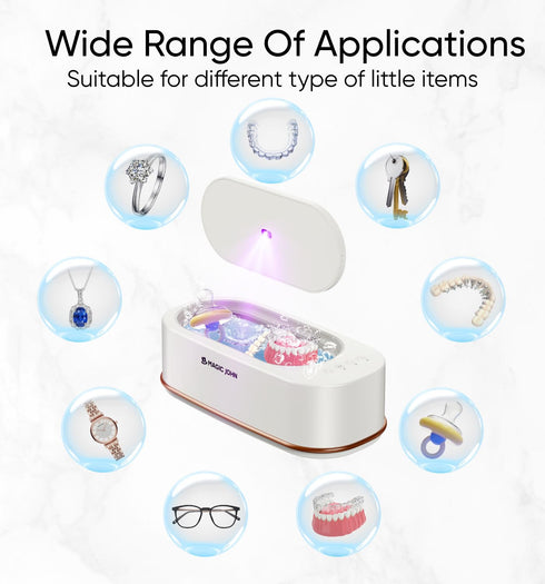 3 47Khz 12oz MAGIC JOHN Ultrasonic Cleaner, Modes Professional Ultrasonic Jewelry Cleaner, Ultrasonic Retainer Cleaner