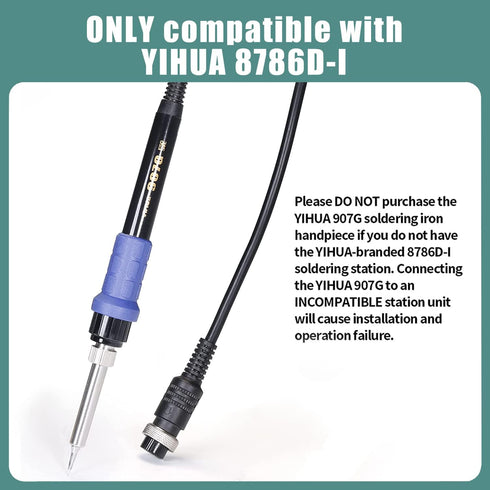 YIHUA 907G Replacement Soldering Iron Handpiece/Handle for Yihua 8786D-I Rework and Soldering Station