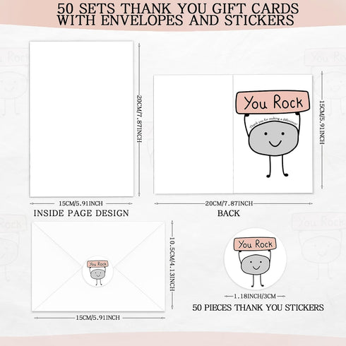 50 Sets Harloon Employee Appreciation Gifts You Rock Thank You Cards with Envelopes Inspirational Appreciation Cards