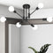 6-Light Sputnik Light Fixture, Solid Matte Black Mid-Century Modern Chandelier for Dining