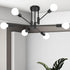 6-Light Sputnik Light Fixture, Solid Matte Black Mid-Century Modern Chandelier for Dining