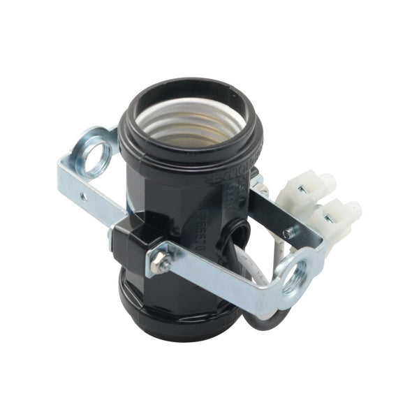 WELWIK Black Phenolic Resin Double Bulb Socket Medium Sized Base with Terminal Block