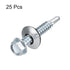 uxcell #14 x 1-1/2" Self Drilling Screws with Rubber Washer - 25pcs Zinc Plated Steel Roofing Screws