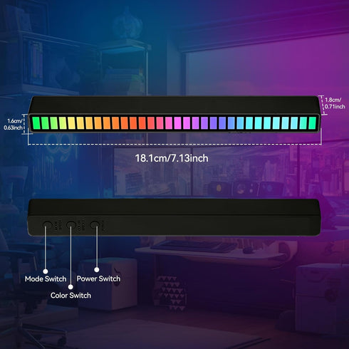 MOONDKIST 32 18 8 Smart RGB Rhythm Light Bar with LEDs, Music Atmosphere Rhythm Light with Colors & Dynamic Modes, USB