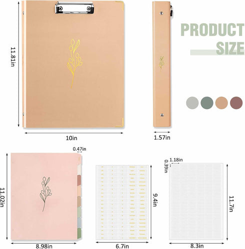 Janlaugh 4 Pack Aesthetic 3 Ring Binder 1 Inch with 8 Tab Dividers, Pocket, 2 Pcs Blank Stickers for School, Office, or