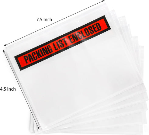 Nicunom 500 Pcs Clear Packing List Envelopes, 7.5" x 5.5" Adhesive Invoice Pouches for Shipping Label Sleeves