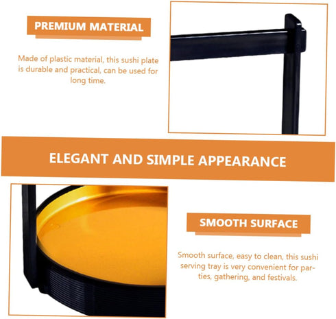 Cabilock Plastic Sushi Serving Tray Handle Sushi Dish for Parties and Gatherings Easy to Clean Food Display Plate