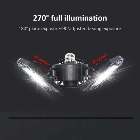 KONPWAY 6000 6500K 60W, Deformable LED Garage Light - Lumen Daylight Three Leaf Garage Organization Ceiling Lighting