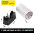 BOMEI PACK Desktop Tape Dispenser (Fits 1" & 3" Core) with Transparent Tape Refills and Weighted Non-Slip Base