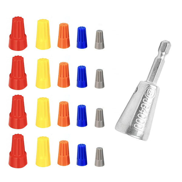 25 Pcs Wire Connectors & 1 Pc Silvery Wire Nut Twister, Insulating Insert Twist Electrical Wire Connectors Kit