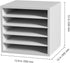 VEVOR Office Mailbox Literature Organizers, 5 Compartments with Adjustable Shelves, Wood Sorter 13.9x12x13 inches, White