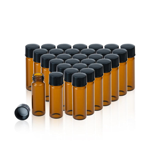 20 PCS 4ML Amber Small Liquid Sample Glass Vials with Screw Caps, Leak-Proof for Lab Use
