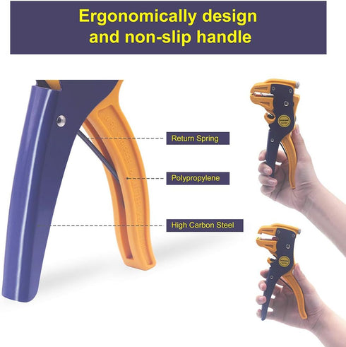 VCELINK Automatic Wire Stripper and Cutter, 2 in 1 Adjustable Electrical Cable Tool & Eagle Nose Pliers (7-Inch)