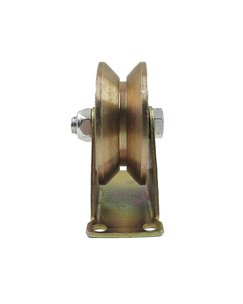 V-Type Groove Wheel, Heavy Duty Rigid Caster with Bracket, for Inverted Track, Rolling Gate, Sliding Gate, Industrial Machines, Wire Rope Rail, Pack of 2 (3 inch V-Type)