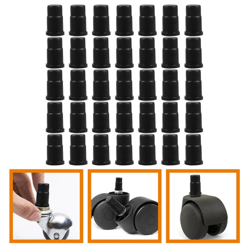 SEWCHICS 35pcs 19x32mm Small Stem Caster Sleeves Insert Caps Wheel Socket Replacement for Furniture Casters Compatible
