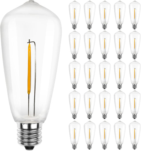 SUNSGNE 25 Pack LED Edison Light Bulbs, 0.6 Watt Shatterproof Dimmable Replacement Bulbs, Warm White, E17 Base