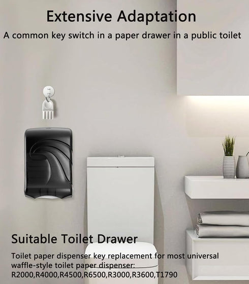 5-Pack 2 Hard Plastic Universal Waffle Toilet Paper Dispenser Key for Paper Towel and Soap Dispensers, Keychains
