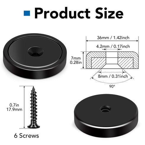 150lb+ 6 Pack) LOVIMAG Waterproof Strong Neodymium Cup Magnets with Screws for Wall Mounting, Rare Earth Round Base