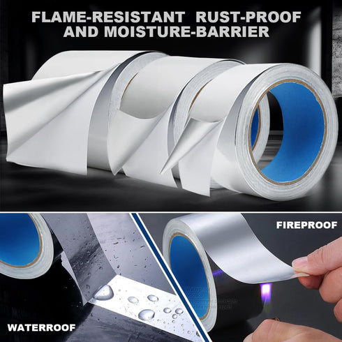 Aluminum Foil Duct Tape Heavy Duty: 3.9 Mil, 2 Inch X 22 YD, Insulation Heat Resistant for HVAC, Dryer Vent Hose, and