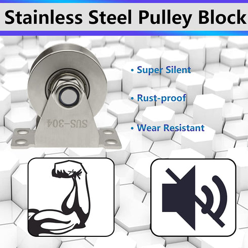 Groove Wheel Pulley, Stainless Steel Super Silent Single Pulley Block for DIY Gym Equipment (1 Pack)