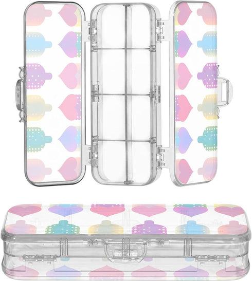 Condoms Cute Colorful Plastic Pencil Box Clear Double-Deck Hard Boxes Pens Case