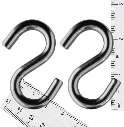 316 Marine Stainless Steel Heavy Duty S Hooks, 4 Pack for Hanging Plants, Hammock, Swing - 2.5 Inches Long