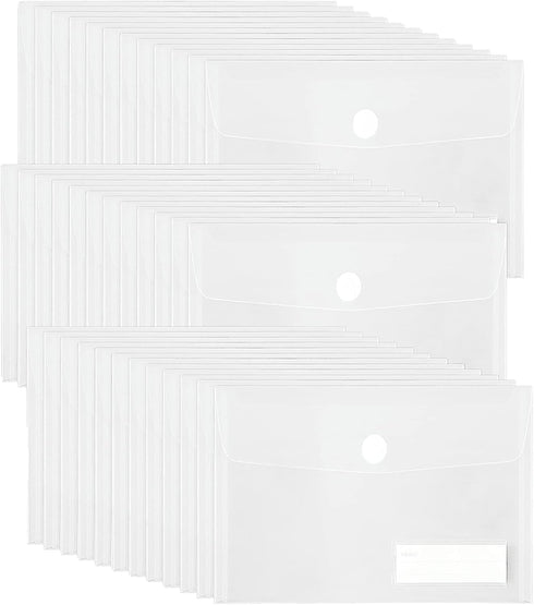 Plastic Envelope, Clear Poly Envelope with Pocket, 36 Pack, A5 Size Document Pouch Organizer with Closure