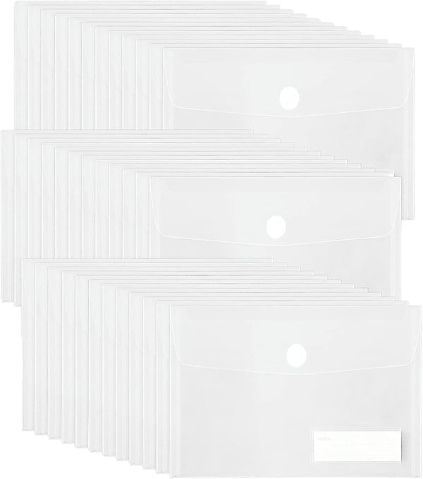 Plastic Envelope, Clear Poly Envelope with Pocket, 36 Pack, A5 Size Document Pouch Organizer with Closure