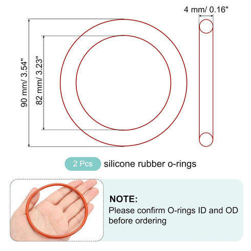 MECCANIXITY Silicone O Rings, 3.23" ID 3.54" OD 5/32" Width Rubber Washers for Plumbing Faucets Pipe Repair (2 Pack)