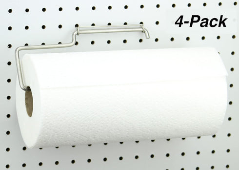 4-Pack RightArrange Pegboard Paper Towel Holder, - Stainless Steel - Hooks to Any Peg Board - Pegboard Organization