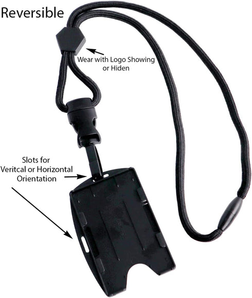Metal Detector Friendly Lanyard with Badge Holder - 2 Card Display - Double Sided Open Face
