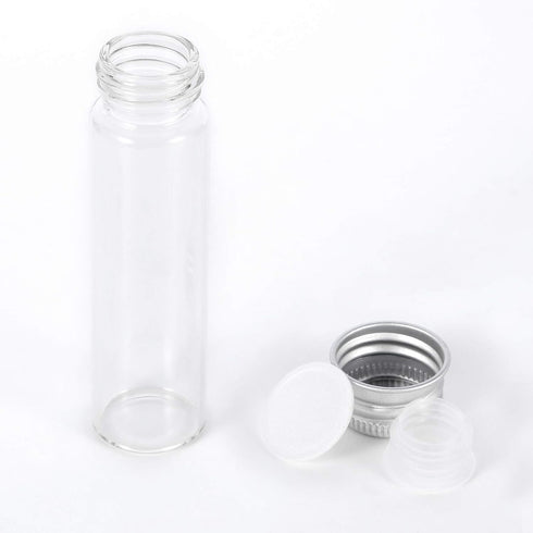 20ml Glass Vials with Screw Caps and Plastic Stoppers, Small Clear Liquid Sample Vial, Leak-Proof Vial, 12PCS