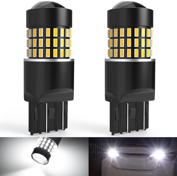 Xenon White 7443 7444NA 7440 7440NA LED Bulbs 1800LM with Lens Projector for Backup, Tail, Brake Lights (Pack of 2)