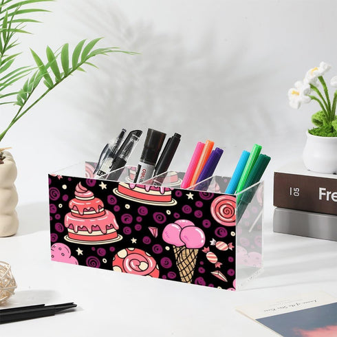 Generic Cartoon Cakes Lollipop Ice Cream Pen and Pencil Holder Acrylic Desktop Organizer Make Up Brush Holder Organizer
