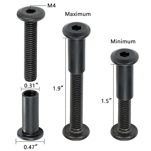 50 Sets M6x35mm Black Binding Post Screws Socket Cover Bolt Fastener Connector for Wood Rivet Socket Cap