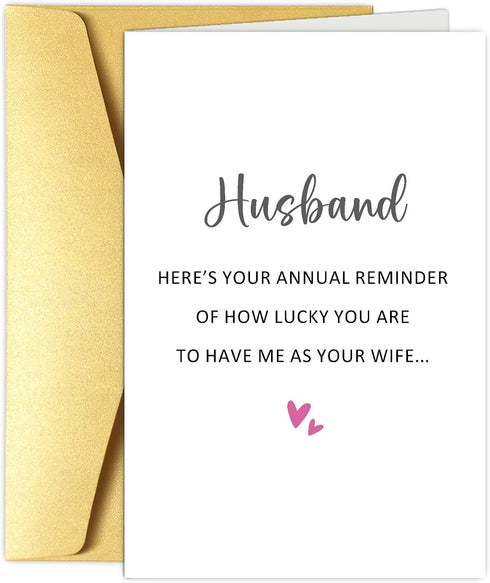 Obbyidk Romantic Annual Reminder Anniversary Card for Husband, Sweet Wedding Anniversary Card from