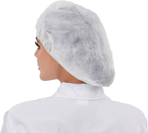 Disposable Bouffant Hair Nets for Cooking & Beauty, 24-inch White & Black Caps.