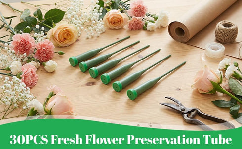 Ouligay 30 5.7 Inch PCS Flower Water Tubes Floral Water Tubes for Fresh Flower Stem with Caps, Plastic Green, Single