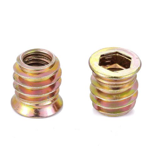 100 Pcs Wood Bolt Inserts 5/16"-18x12mm Metal Nut Inserts Assortment Kit for Furniture Replacement Accessories