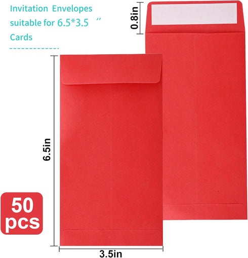 Red 100 Pack Cash Envelopes 3.5 x 6.5 inch, Coin Self Seal Envelopes for Savings Plan, Money Envelopes for Cash