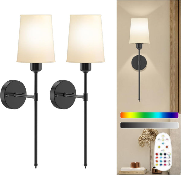 Battery Operated Wall Sconce Set of Two, Dimmable Sconces Wall Decor, Rechargeable
