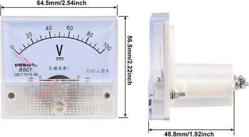 uxcell DC 0-100V Analog Panel Voltage Gauge Volt Meter 85C1, 2.5% Error