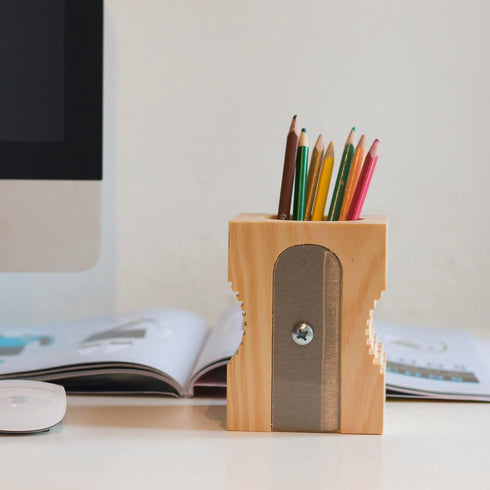 GEGUTON Pen Holder with Sharpener Shape Design, Fun Pencil Holders for Desk Organizers and Office Supplies Gifts