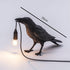 DOSEA E14 Bulb Resin Crow Table Lamps Desk Lamp,Gothic Raven Birds Lighting Black Bird Wall Sconce Decor with & Plug