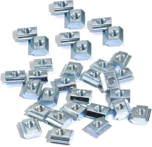 100pcs 20 Series T Sliding Nuts, Hammer Nut Block Square Nuts M5 T Nuts for 2020 Aluminum Profiles T Slot
