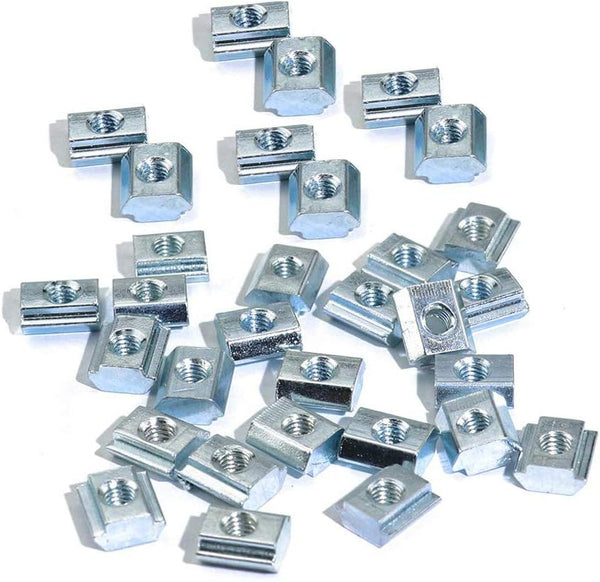 100pcs 20 Series T Sliding Nut Hammer Nut Block - Square Nuts M5 M4 M3 T Nuts for 2020 Aluminum Profiles
