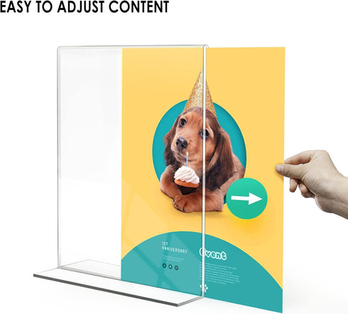 8.5 11, (6 pack) Relx Acrylic Sign Holder x Plastic Frame Flyer Holder, Double Frames Clear Acrylic Display Stand